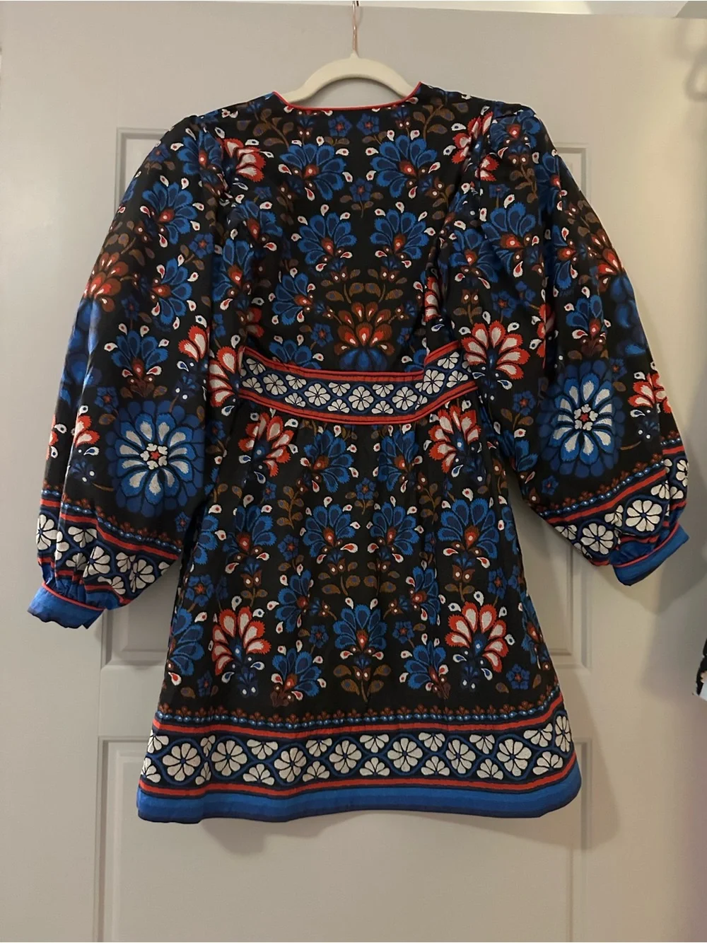 FARM Rio Blue, Black & White Floral Mini Dress